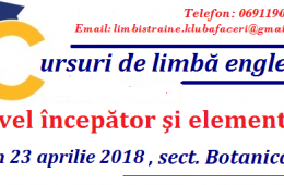 Curs de limbă engleză (NIVEL ÎNCEPĂTOR, ELEMENTAR)